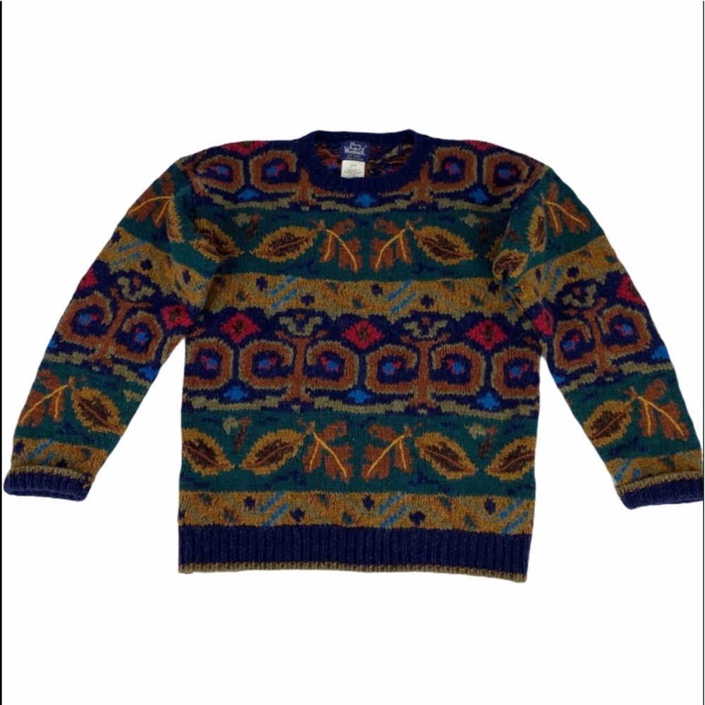 Wool Sweater Fall Novelty Print Sz L